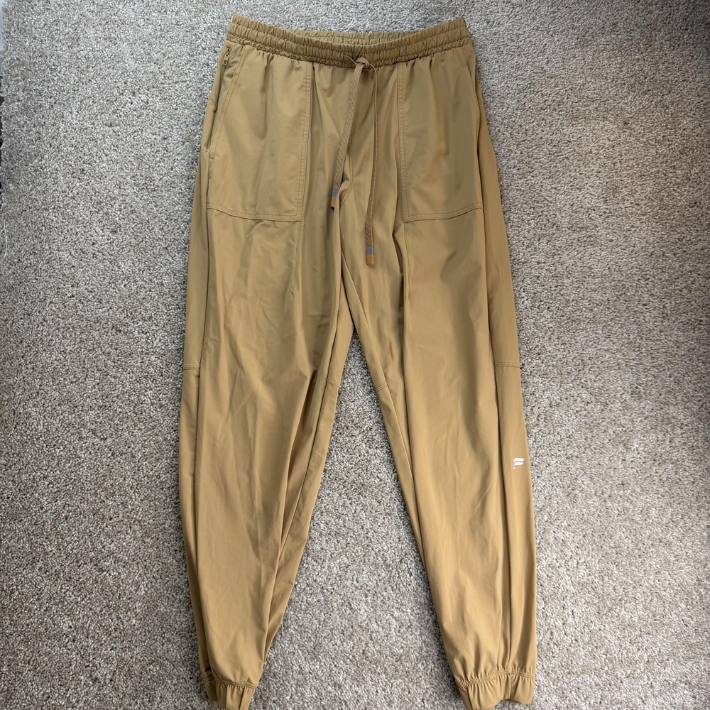 Fabletics Jogger Pants Womens Medium Brown Woven Elastic Waist Pockets Tapered